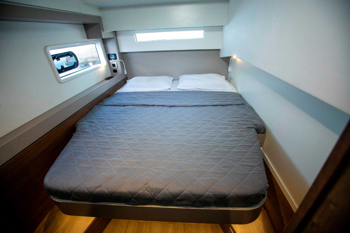 Cabin on Kos 42.6, a Bali 4.2 catamaran at Preveza, Greece