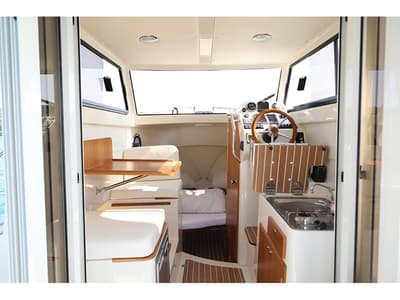 Salon of H3, a Leidi 660 motorboat at Grad Pula, Croatia