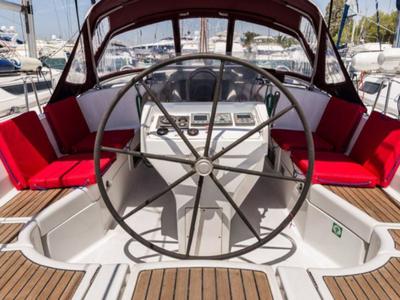Cockpit of Simonetta, a Beneteau Oceanis 411 sailboat at Municipal Unit of Nea Peramos, Greece