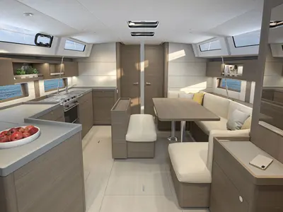 Salon of Tempranillo, a Beneteau Oceanis 47 sailboat at Seget Donji, Croatia