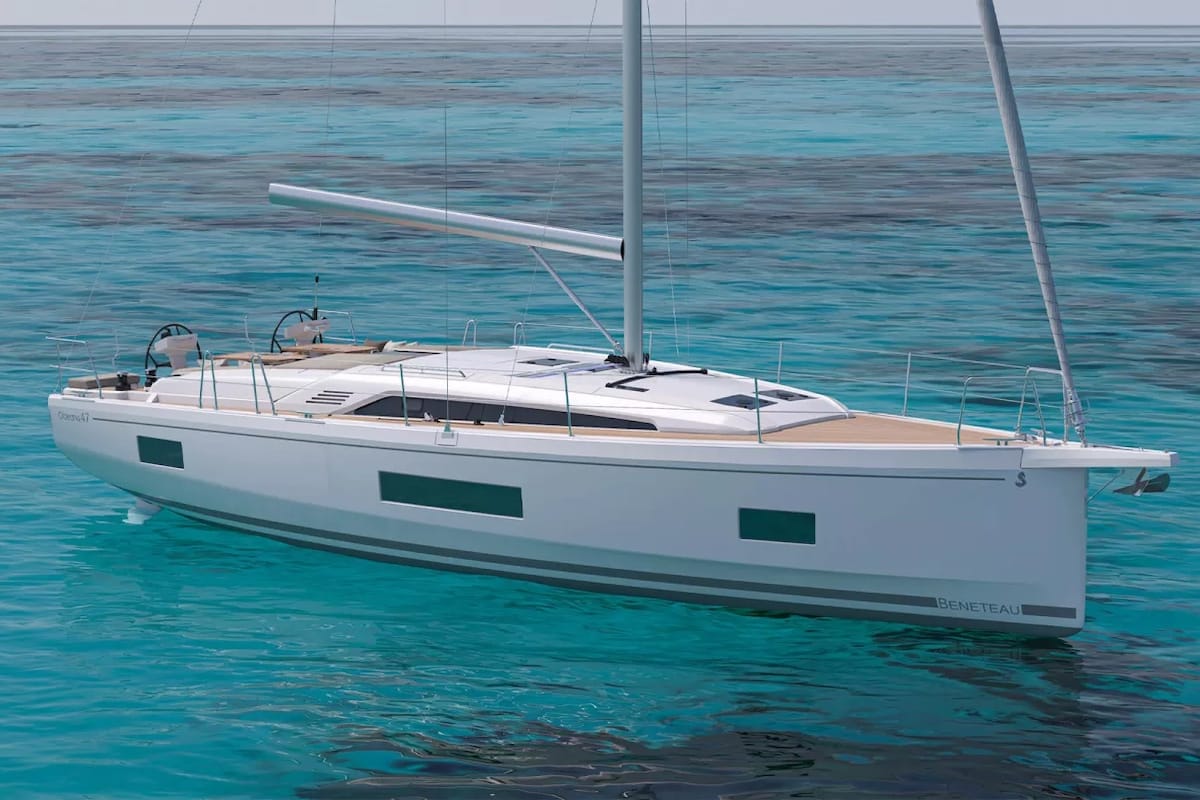 Exterior view of Tempranillo, a Beneteau Oceanis 47 sailboat at Seget Donji, Croatia