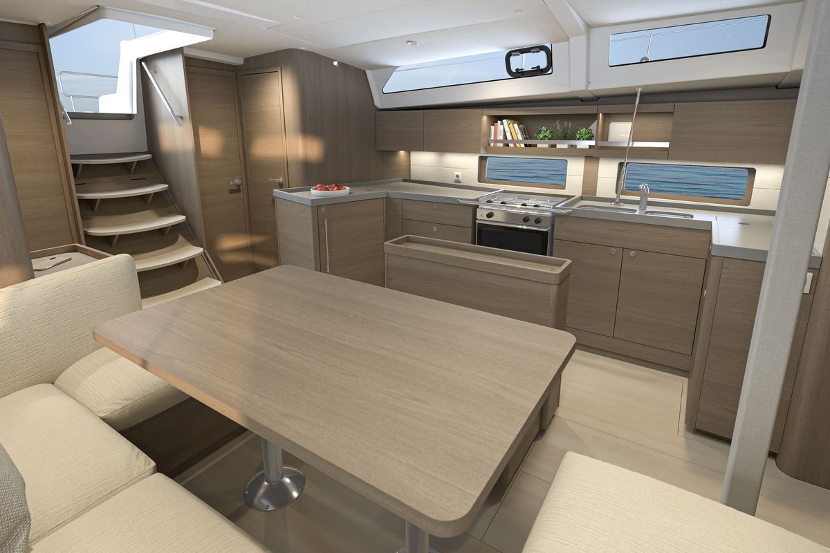 Galley of Tempranillo, a Beneteau Oceanis 47 sailboat at Seget Donji, Croatia