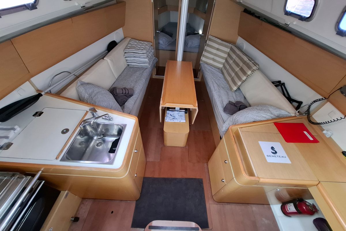 Galley of Psyche, a Beneteau First 35 sailboat at Trget, Croatia