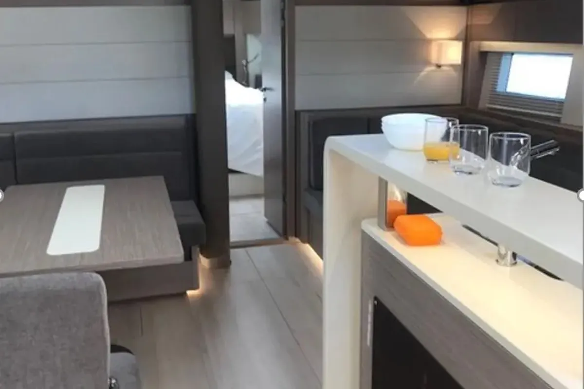 Salon of Ananija II, a Hanse Yachts Hanse 588 sailboat at Marmaris, Turkey