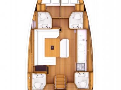 Floor plan of Artdrenalin, a Jeanneau Sun Odyssey 479 sailboat at Municipal Unit of Lefkada, Greece