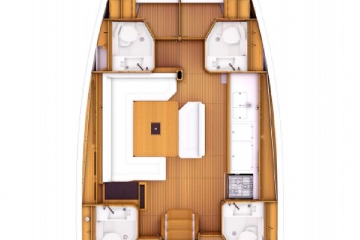Floor plan of Artdrenalin, a Jeanneau Sun Odyssey 479 sailboat at Municipal Unit of Lefkada, Greece