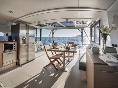 Salon of Linda, a Bali 4.3 catamaran at Plan-d'Aups-Sainte-Baume, France
