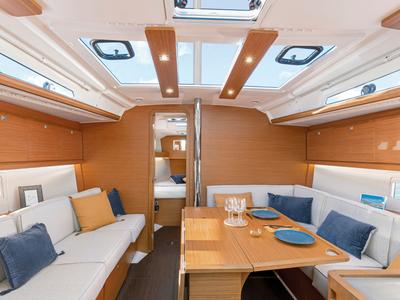 Salon of Juleroga3, a Dufour 390 sailboat at Marseille, France
