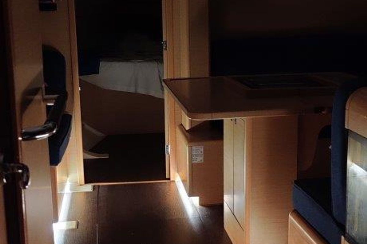 Cabin on Tumbleweed, a Jeanneau Sun Odyssey 419 sailboat at Kontokali, Greece