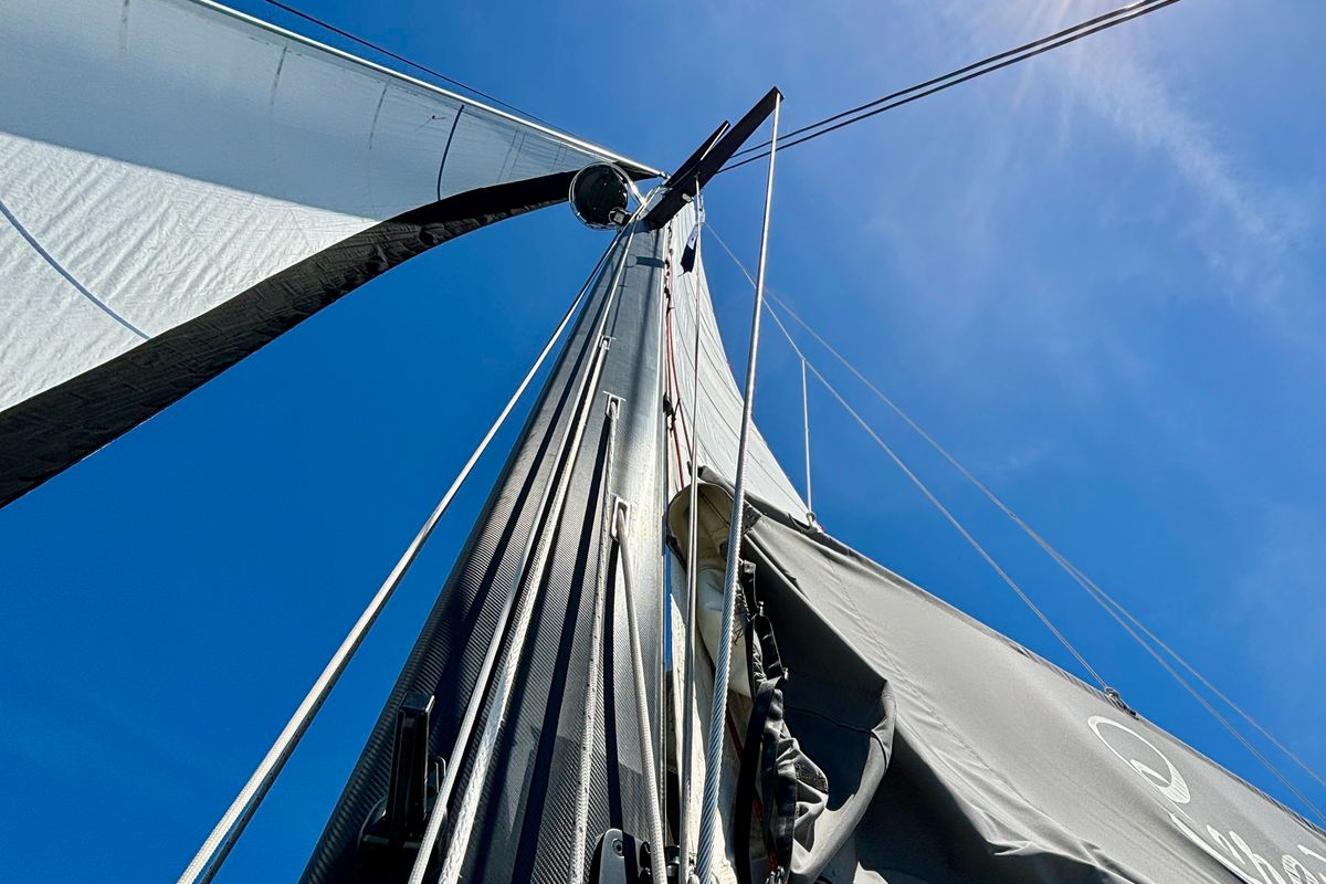 Exterior view of Serenity I, a Lagoon 52F catamaran at Grad Kaštela, Croatia