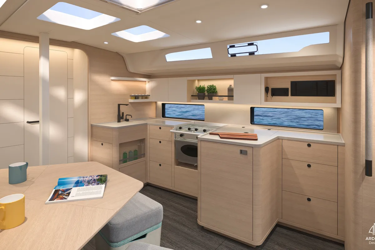 Galley of Sunsail 44.4 Premium, a Dufour 44 sailboat at Dubrovnik, Croatia