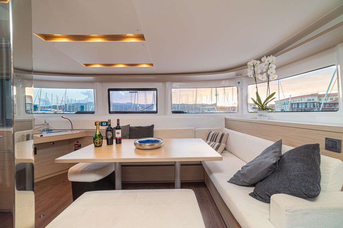 Salon of Spiritus, a Lagoon 46 catamaran at Municipal Unit of Lefkada, Greece