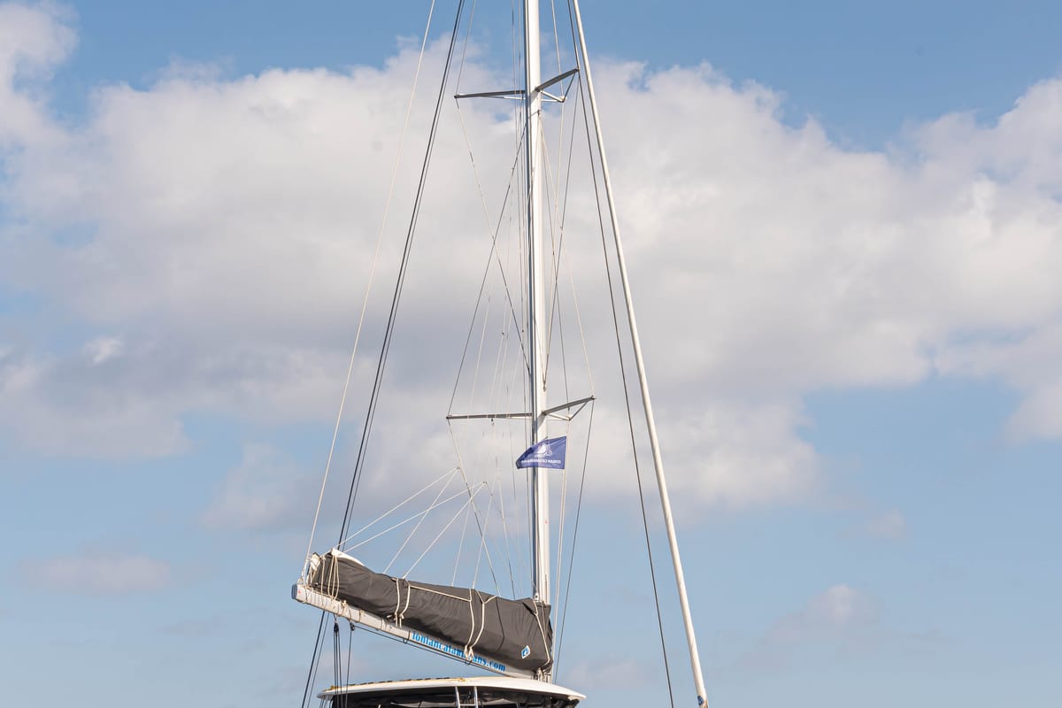 Exterior view of Spiritus, a Lagoon 46 catamaran at Municipal Unit of Lefkada, Greece