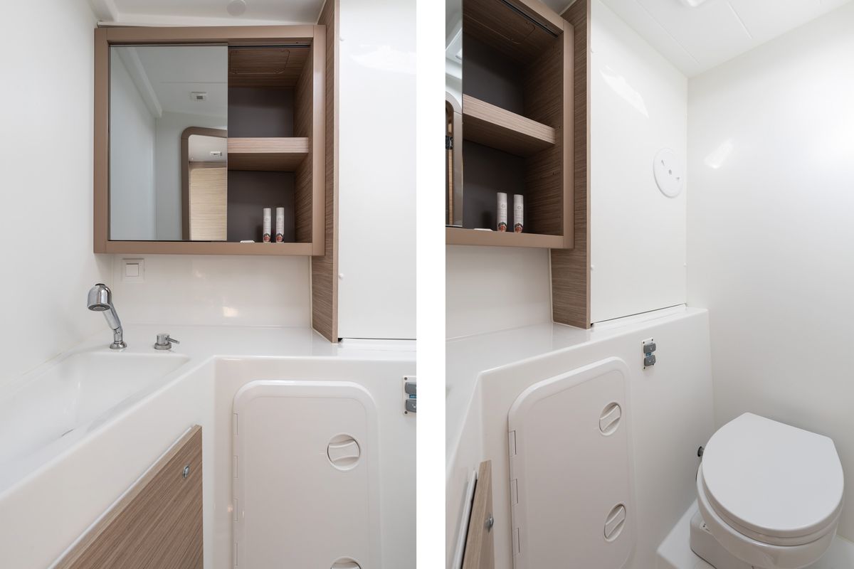 Head on Jasmine, a Fountaine Pajot Elba 45 catamaran at Athens, Greece