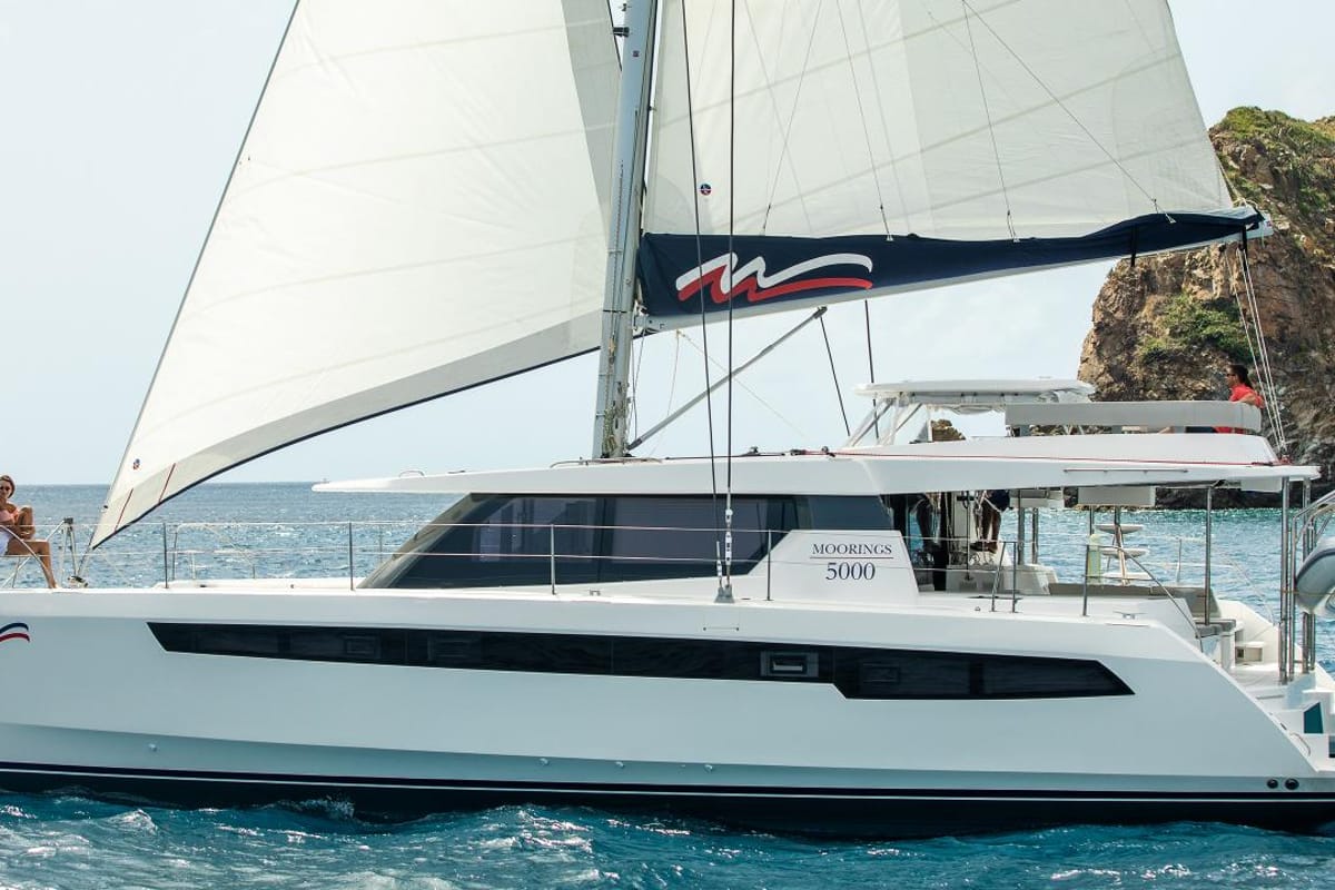 Exterior view of Moorings 5000-5/4 Club, a Leopard 50 catamaran at Road Town, British Virgin Islands