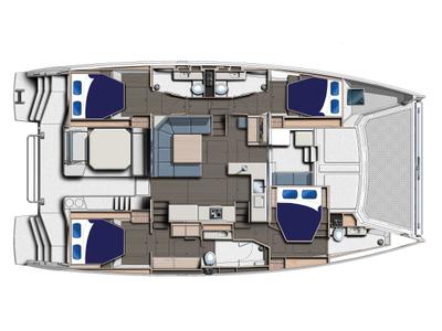 Floor plan of Moorings 5000-5/4 Club, a Leopard 50 catamaran at Road Town, British Virgin Islands