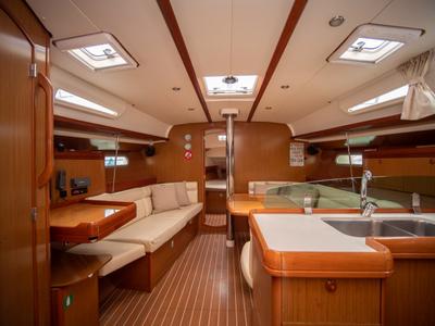 Salon of Mila, a Jeanneau Sun Odyssey 42i sailboat at Volos Municipality, Greece