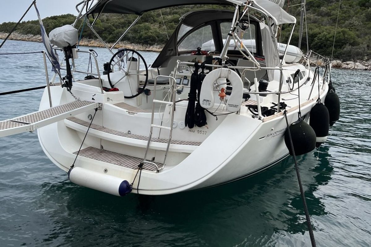 Exterior view of Mila, a Jeanneau Sun Odyssey 42i sailboat at Volos Municipality, Greece