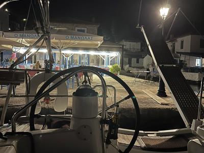 Cockpit of Mila, a Jeanneau Sun Odyssey 42i sailboat at Volos Municipality, Greece