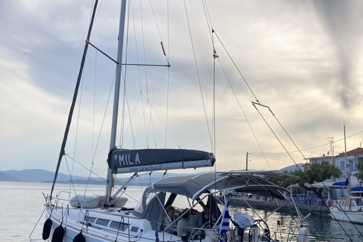 Exterior view of Mila, a Jeanneau Sun Odyssey 42i sailboat at Volos Municipality, Greece