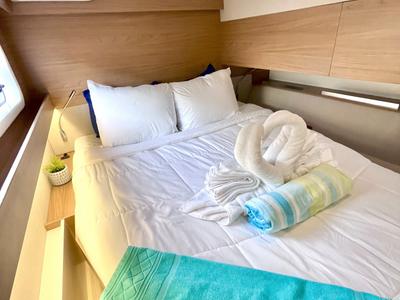 Cabin on Yamas, a Bali Catspace OW catamaran at Parham Town, British Virgin Islands