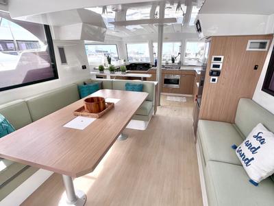 Salon of Yamas, a Bali Catspace OW catamaran at Parham Town, British Virgin Islands