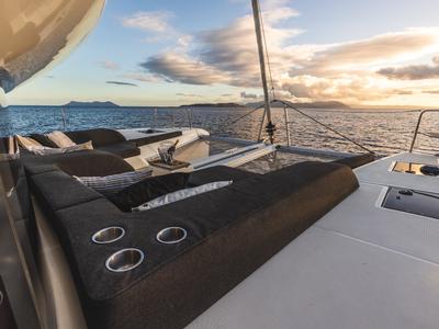Deck of CELINA, a Lagoon 51 catamaran at Municipal Unit of Lefkada, Greece
