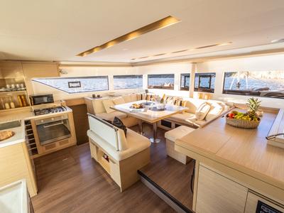 Salon of CELINA, a Lagoon 51 catamaran at Municipal Unit of Lefkada, Greece