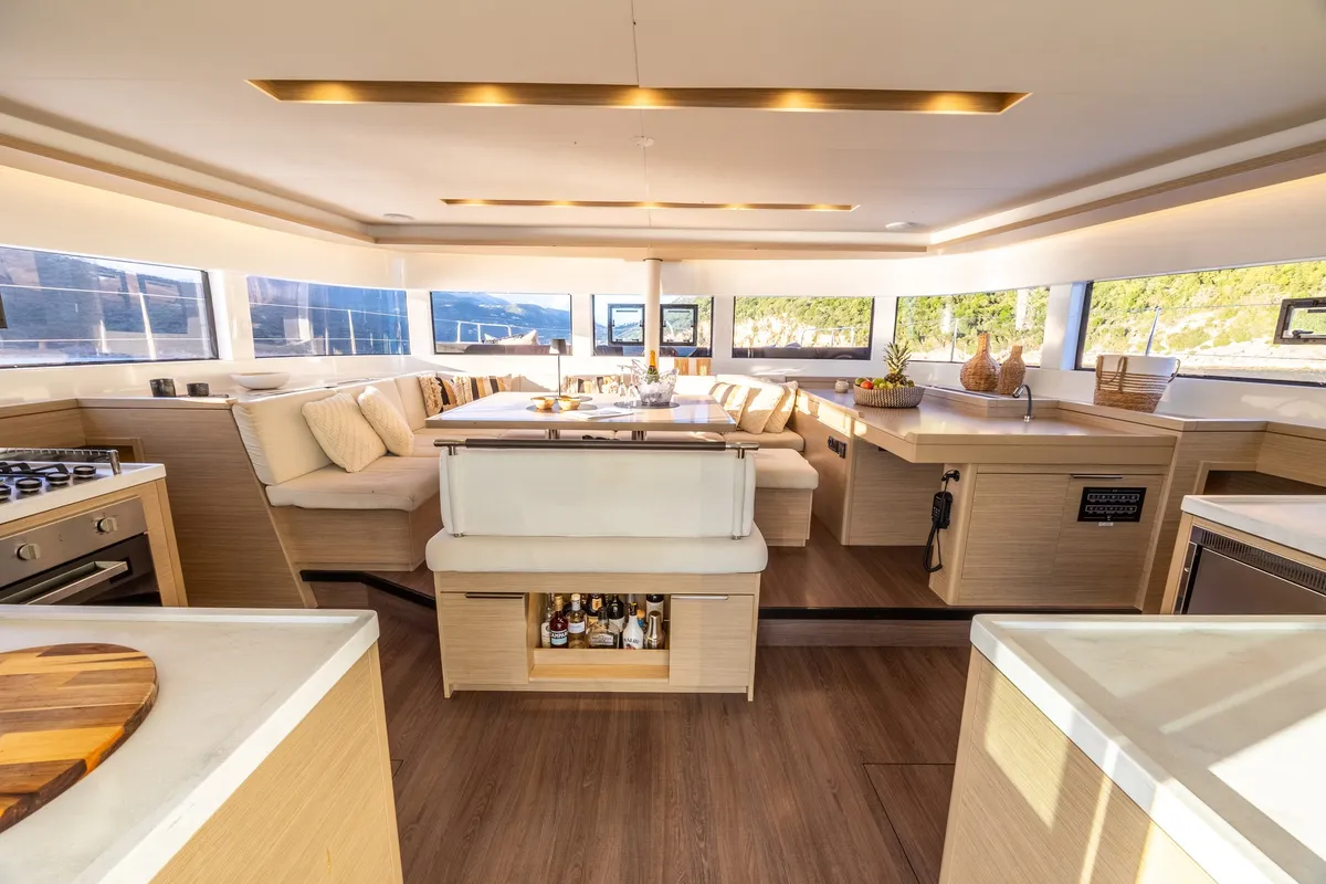 Salon of CELINA, a Lagoon 51 catamaran at Municipal Unit of Lefkada, Greece