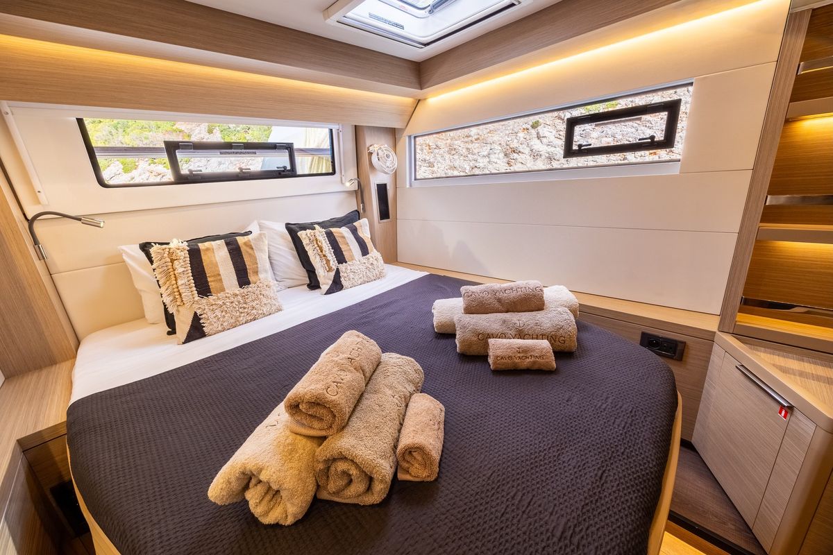 Cabin on CELINA, a Lagoon 51 catamaran at Municipal Unit of Lefkada, Greece