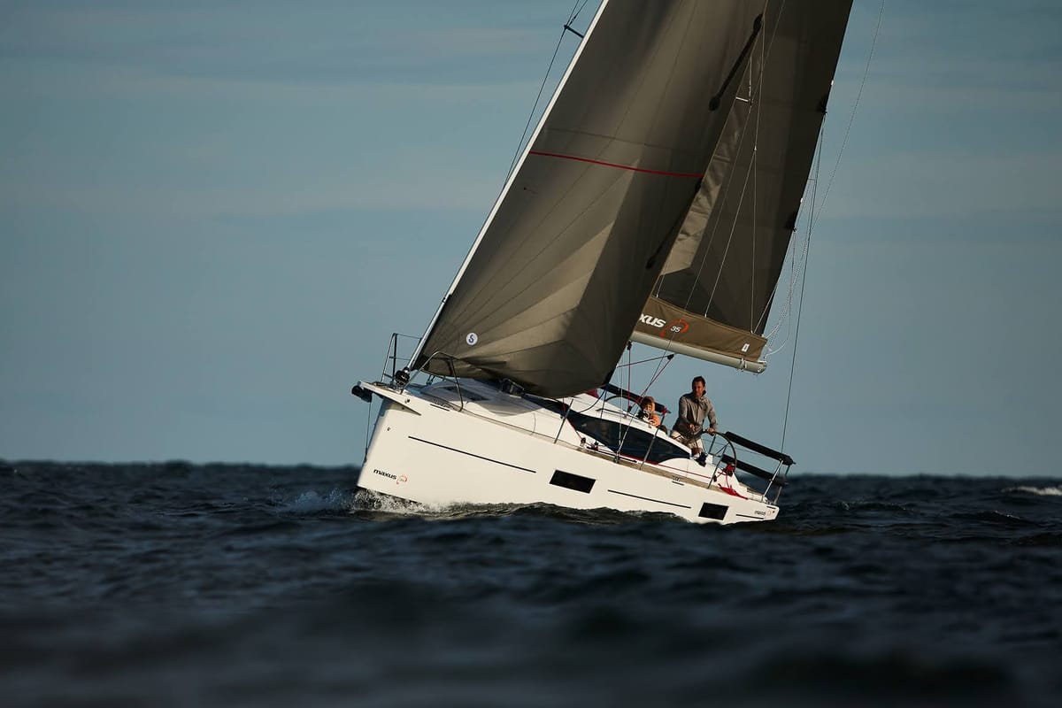 Exterior view of Angelmiles 1 , a Northman Maxus 35 sailboat at Valencia, Spain