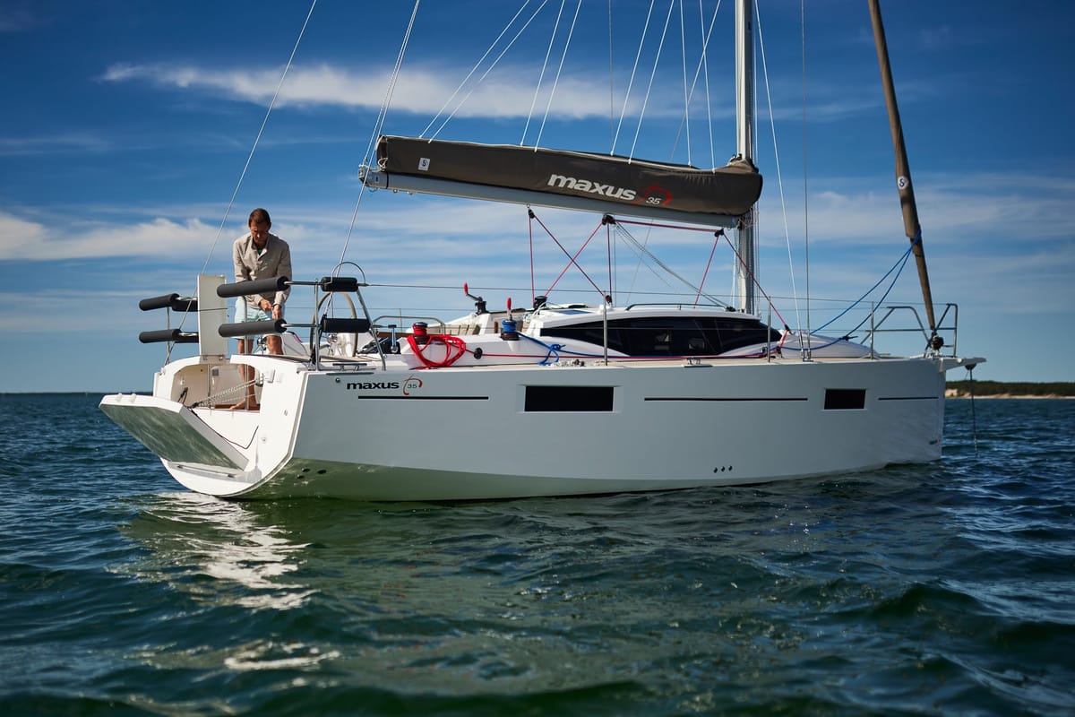 Exterior view of Angelmiles 1 , a Northman Maxus 35 sailboat at Valencia, Spain