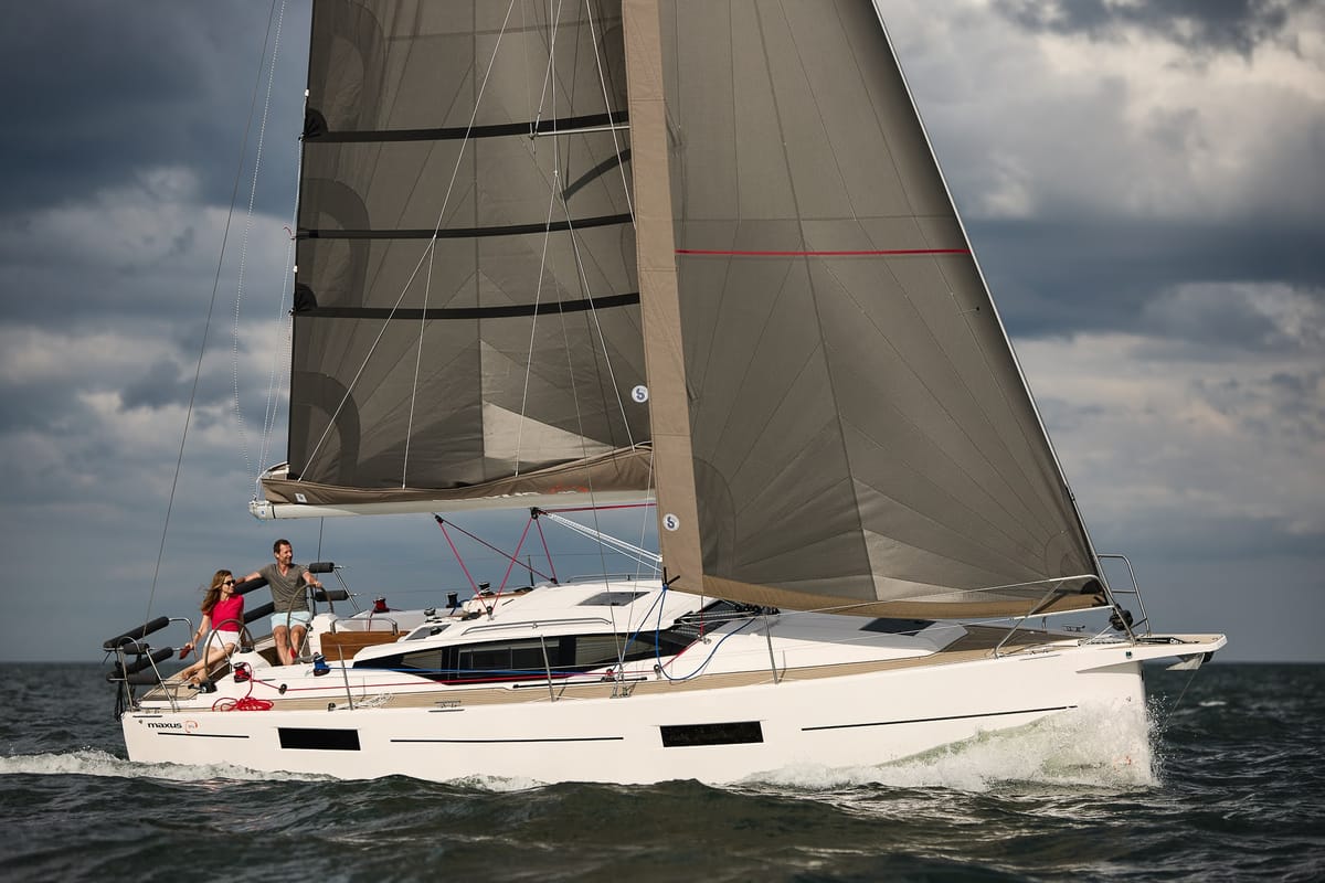 Exterior view of Angelmiles 1 , a Northman Maxus 35 sailboat at Valencia, Spain