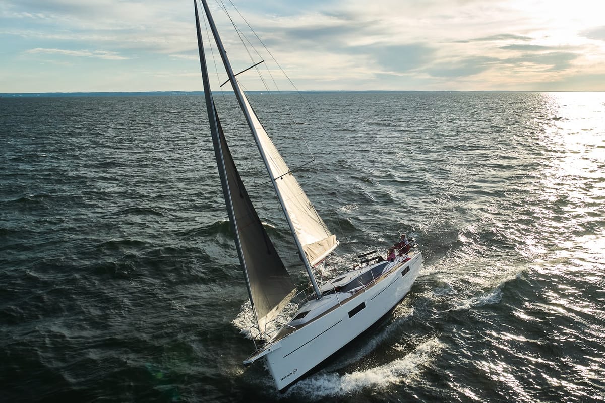Exterior view of Angelmiles 1 , a Northman Maxus 35 sailboat at Valencia, Spain