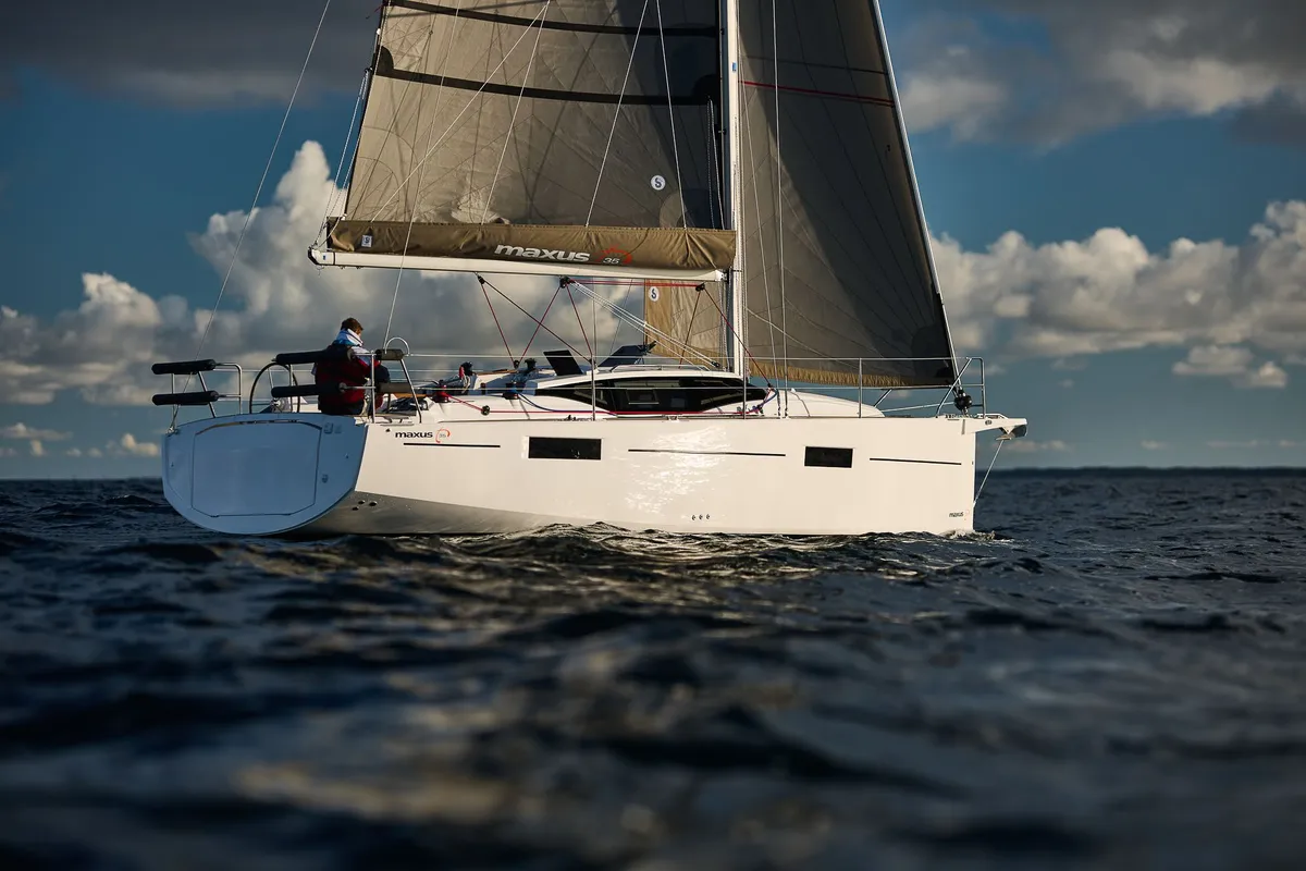 Exterior view of Angelmiles 1 , a Northman Maxus 35 sailboat at Valencia, Spain