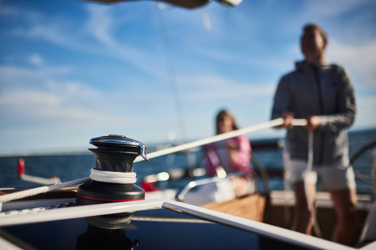 Deck of Angelmiles 1 , a Northman Maxus 35 sailboat at Valencia, Spain