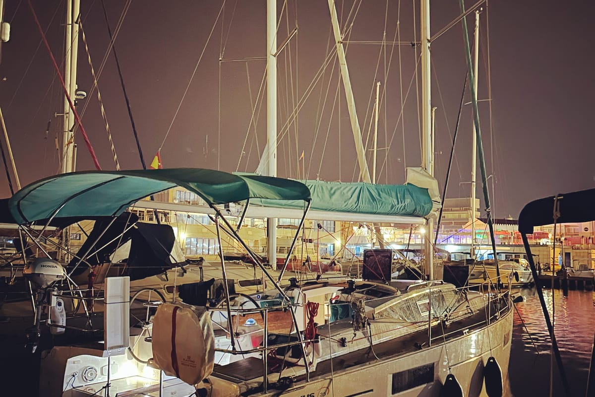 Exterior view of Angelmiles 1 , a Northman Maxus 35 sailboat at Valencia, Spain