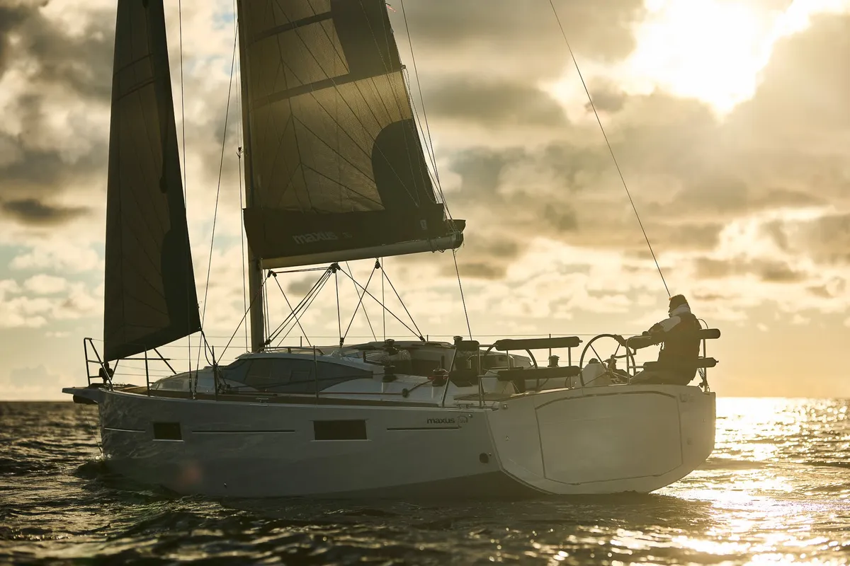 Exterior view of Angelmiles 1 , a Northman Maxus 35 sailboat at Valencia, Spain