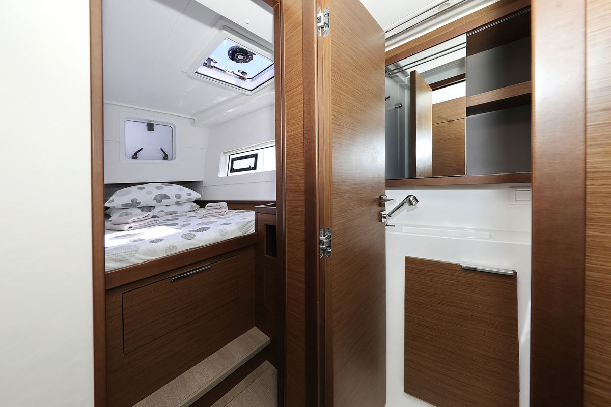 Head on Tortilla Flat, a Lagoon 40 catamaran at Grad Biograd na Moru, Croatia