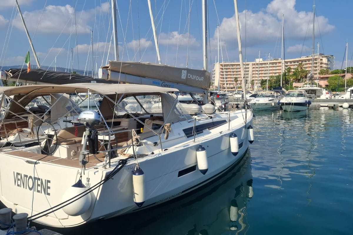 Ventotene, a Dufour 430 GL sailboat at Tonnarella, Italy