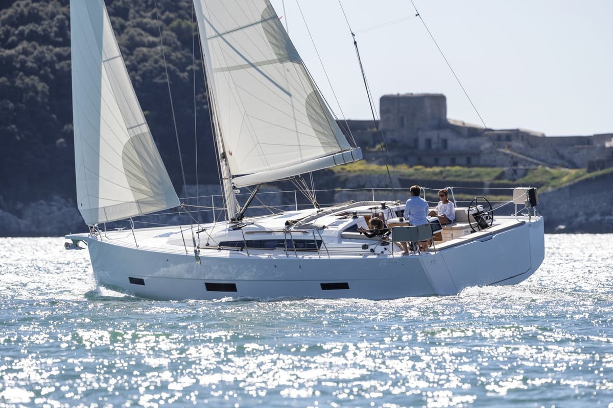 Ventotene, a Dufour 430 GL sailboat at Tonnarella, Italy