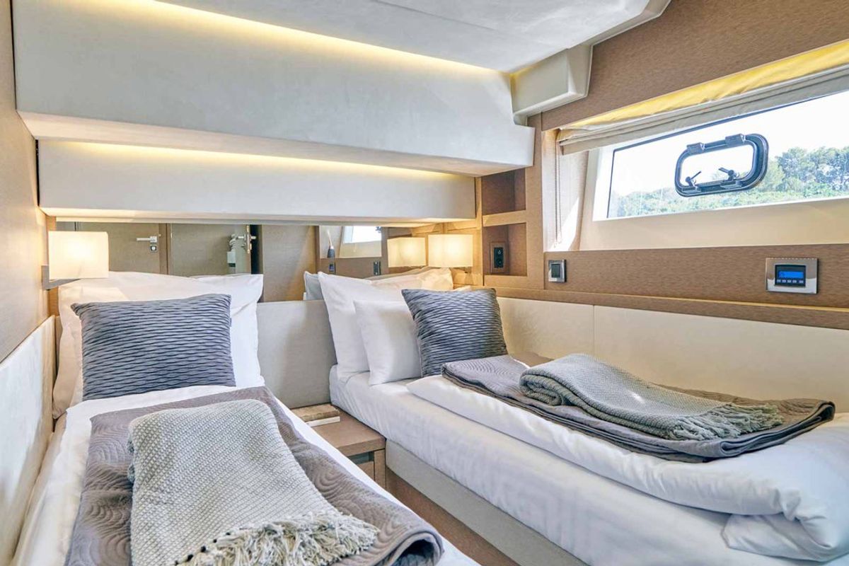 Cabin on Simul, a Prestige 630S yacht at Grad Trogir, Croatia