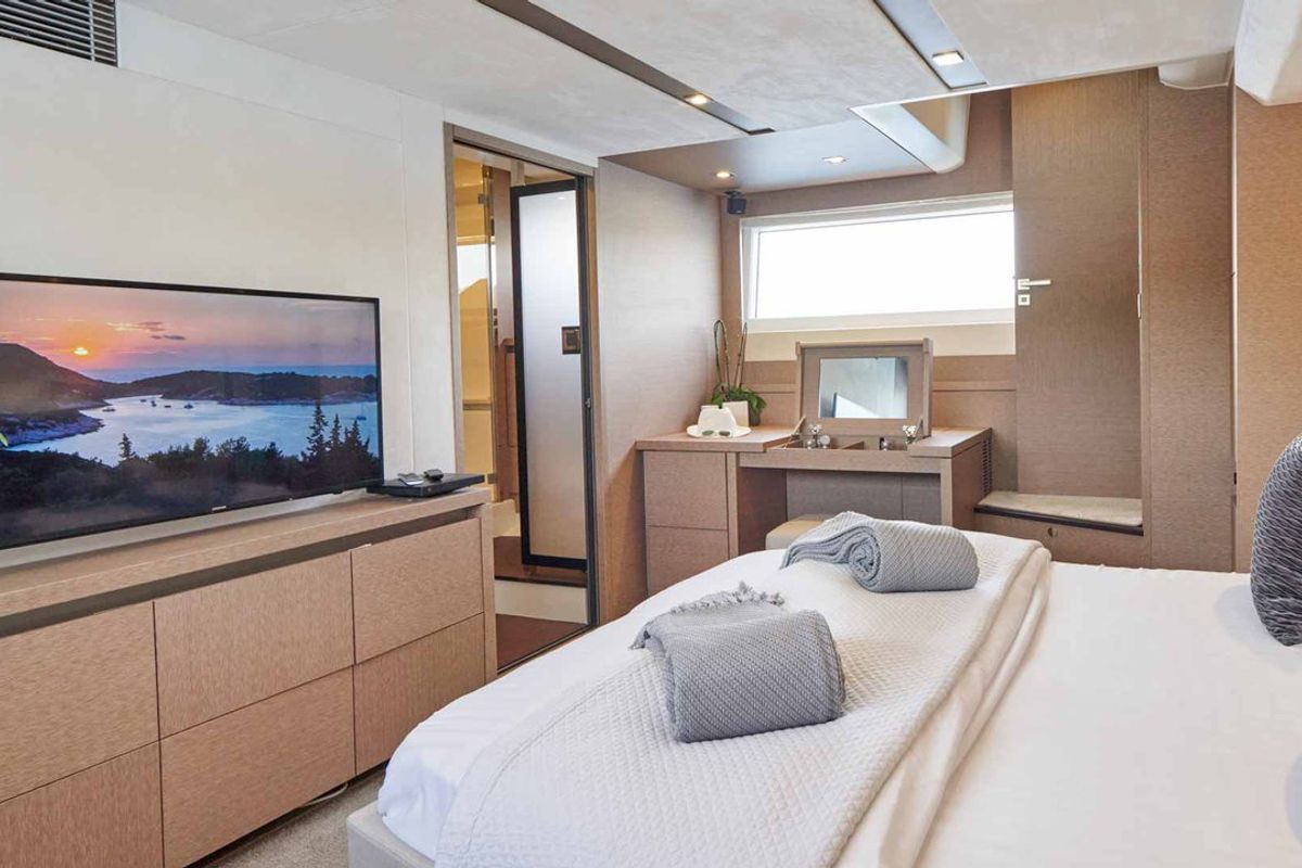 Cabin on Simul, a Prestige 630S yacht at Grad Trogir, Croatia