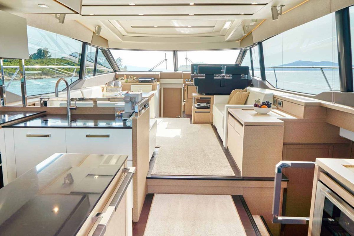 Galley of Simul, a Prestige 630S yacht at Grad Trogir, Croatia
