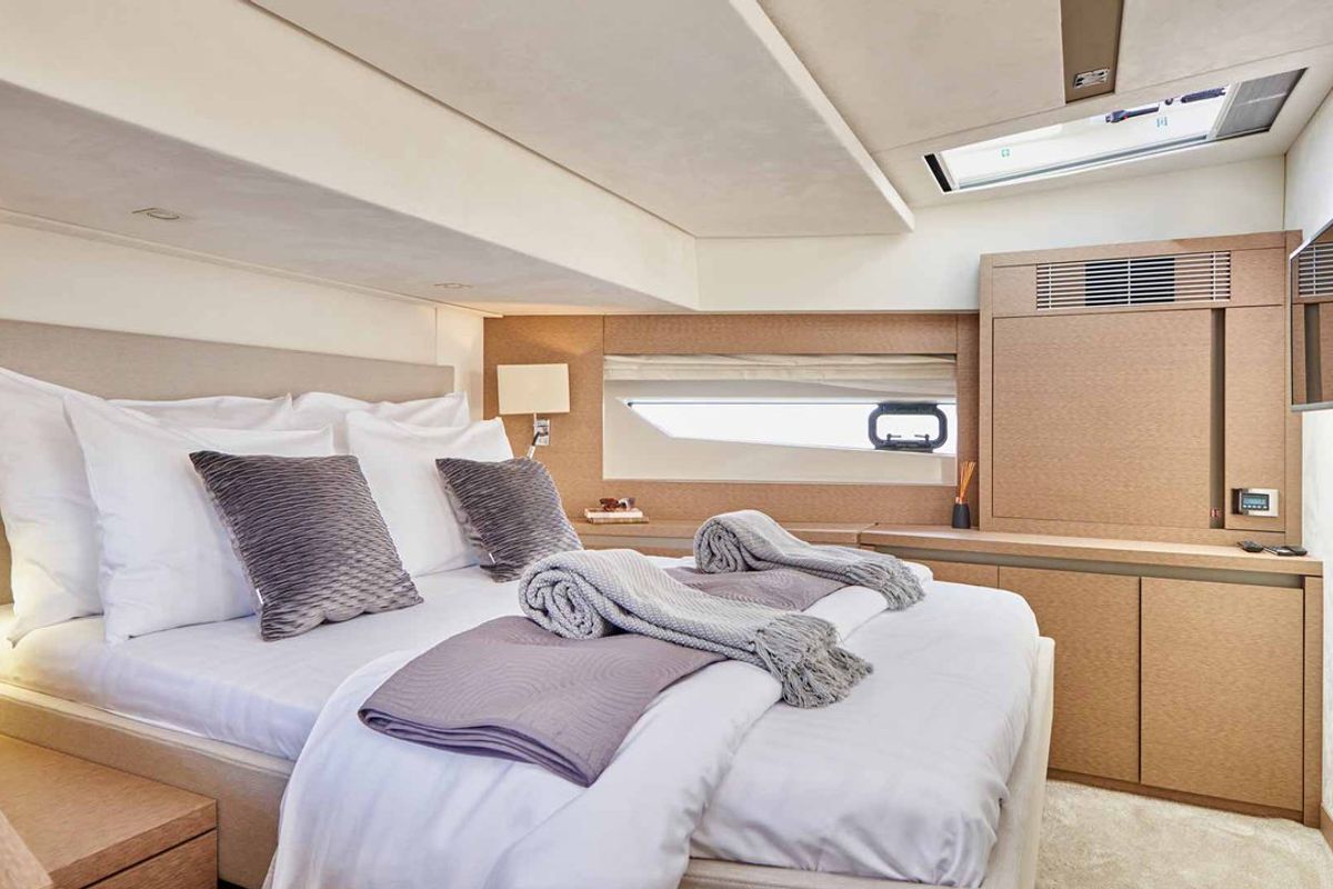 Cabin on Simul, a Prestige 630S yacht at Grad Trogir, Croatia