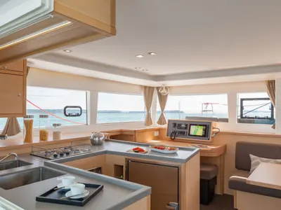 Galley of Big Elli, a Lagoon 450 F catamaran at Palma de Mallorca, Spain