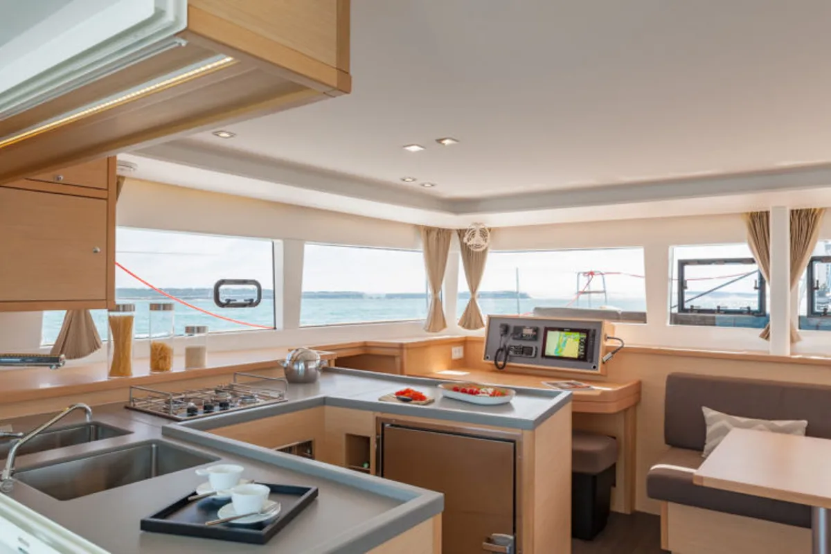 Galley of Big Elli, a Lagoon 450 F catamaran at Palma de Mallorca, Spain