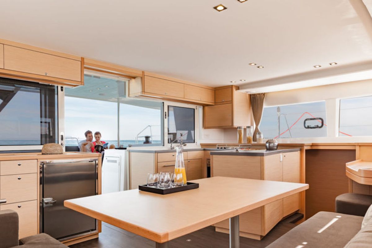 Galley of Big Elli, a Lagoon 450 F catamaran at Palma de Mallorca, Spain