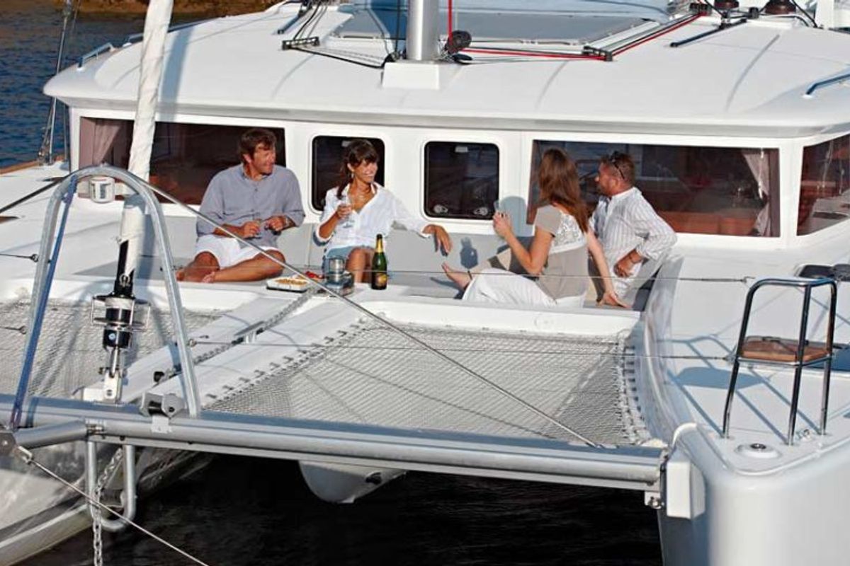 Deck of Big Elli, a Lagoon 450 F catamaran at Palma de Mallorca, Spain