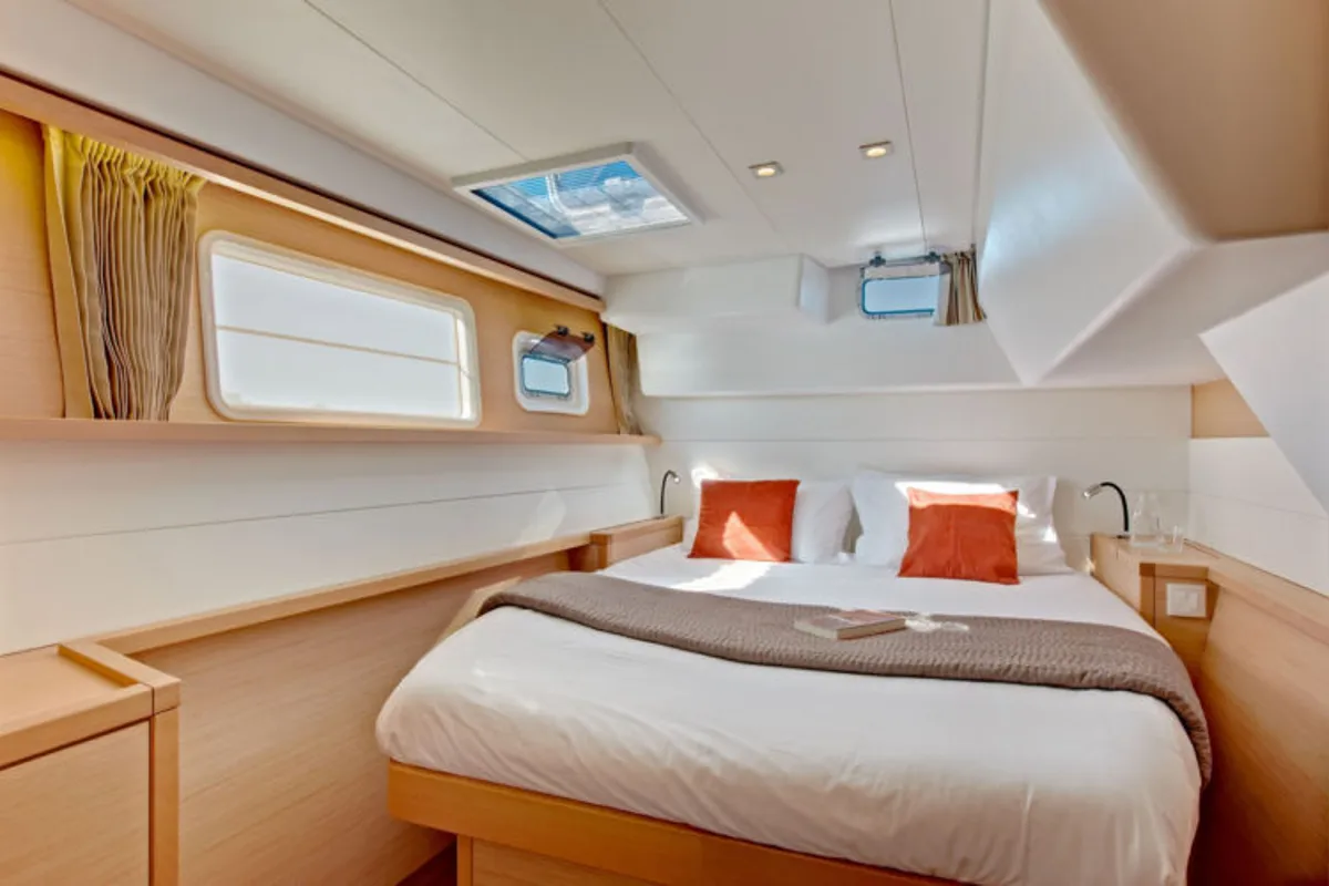 Cabin on Big Elli, a Lagoon 450 F catamaran at Palma de Mallorca, Spain